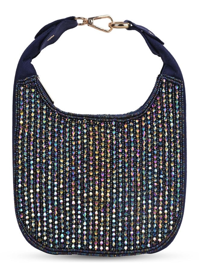 MARKQUES Blue Crystal Handheld Embellished Handbag - Image 1